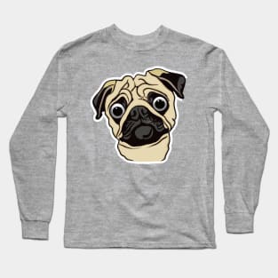 Surprised Pug Dog Lover Retro Long Sleeve T-Shirt